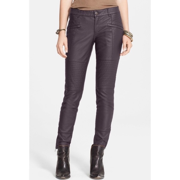 SOLD-Free People Faux Leather Skinny Moto Pants - Picture 8 of 11